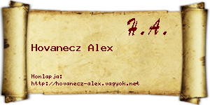 Hovanecz Alex névjegykártya
